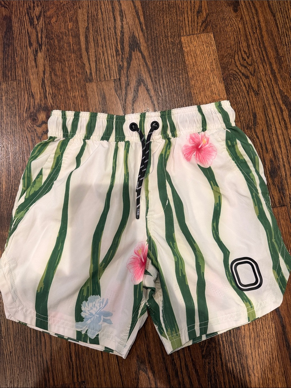 Kids Overtime White Floral Stripe Shorts